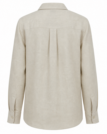 Sand Beige Linen Blend Shirt