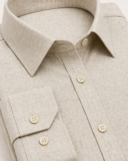 Sand Beige Linen Blend Shirt