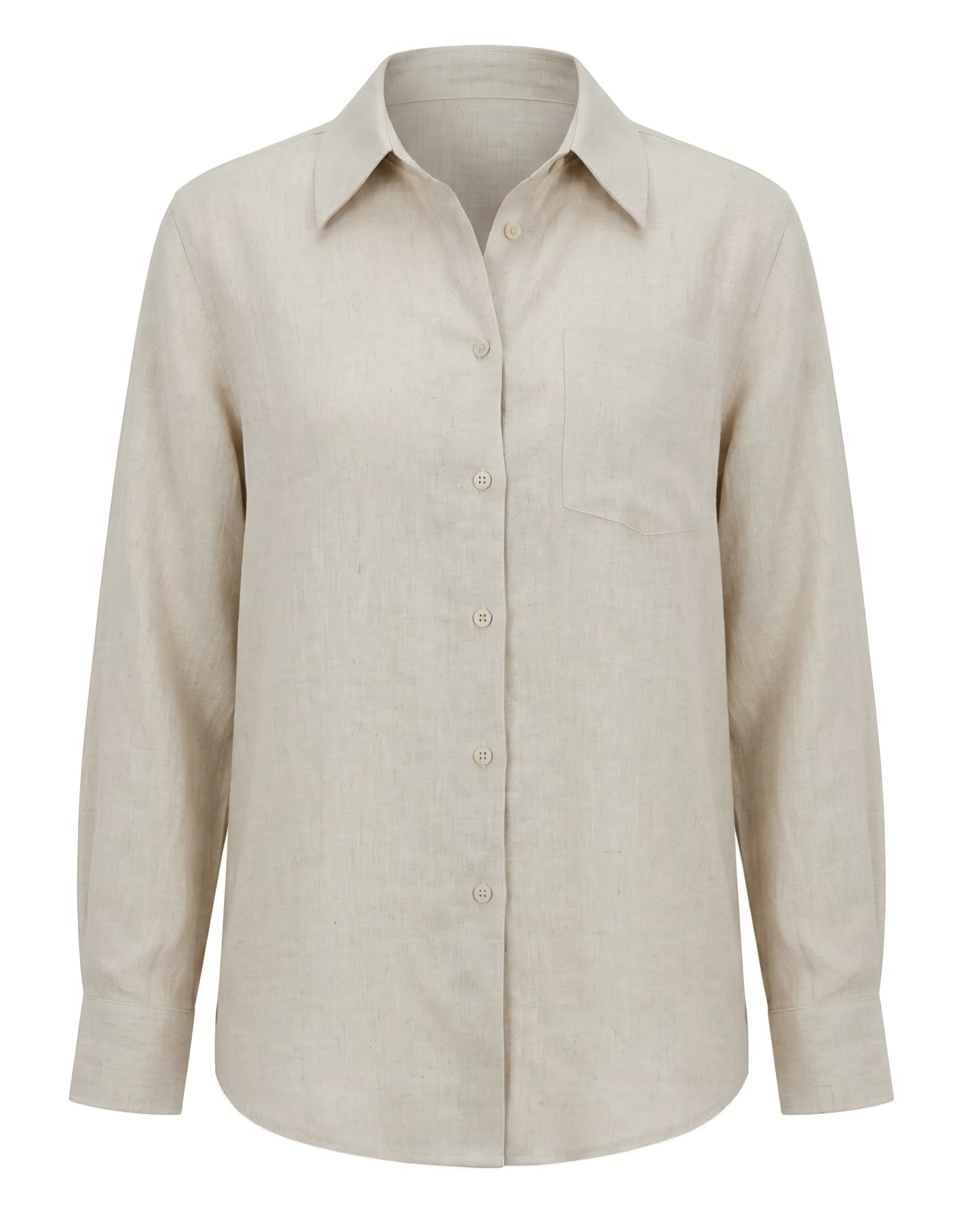 Sand Beige Linen Blend Shirt