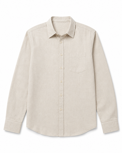 Sand Beige Linen Blend Shirt