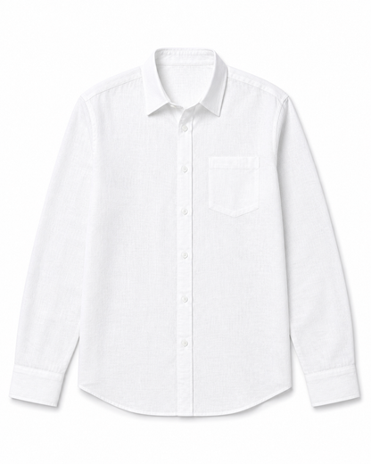 Pure White Linen Blend Shirt