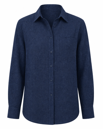 Midnight Navy Linen Blend Shirt
