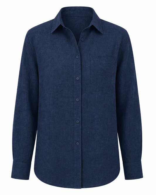 Midnight Navy Linen Blend Shirt