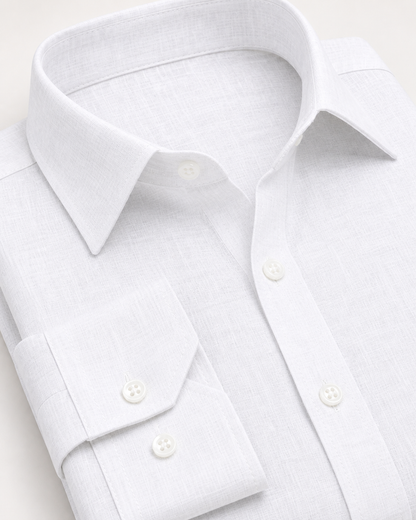 Pure White Linen Blend Shirt