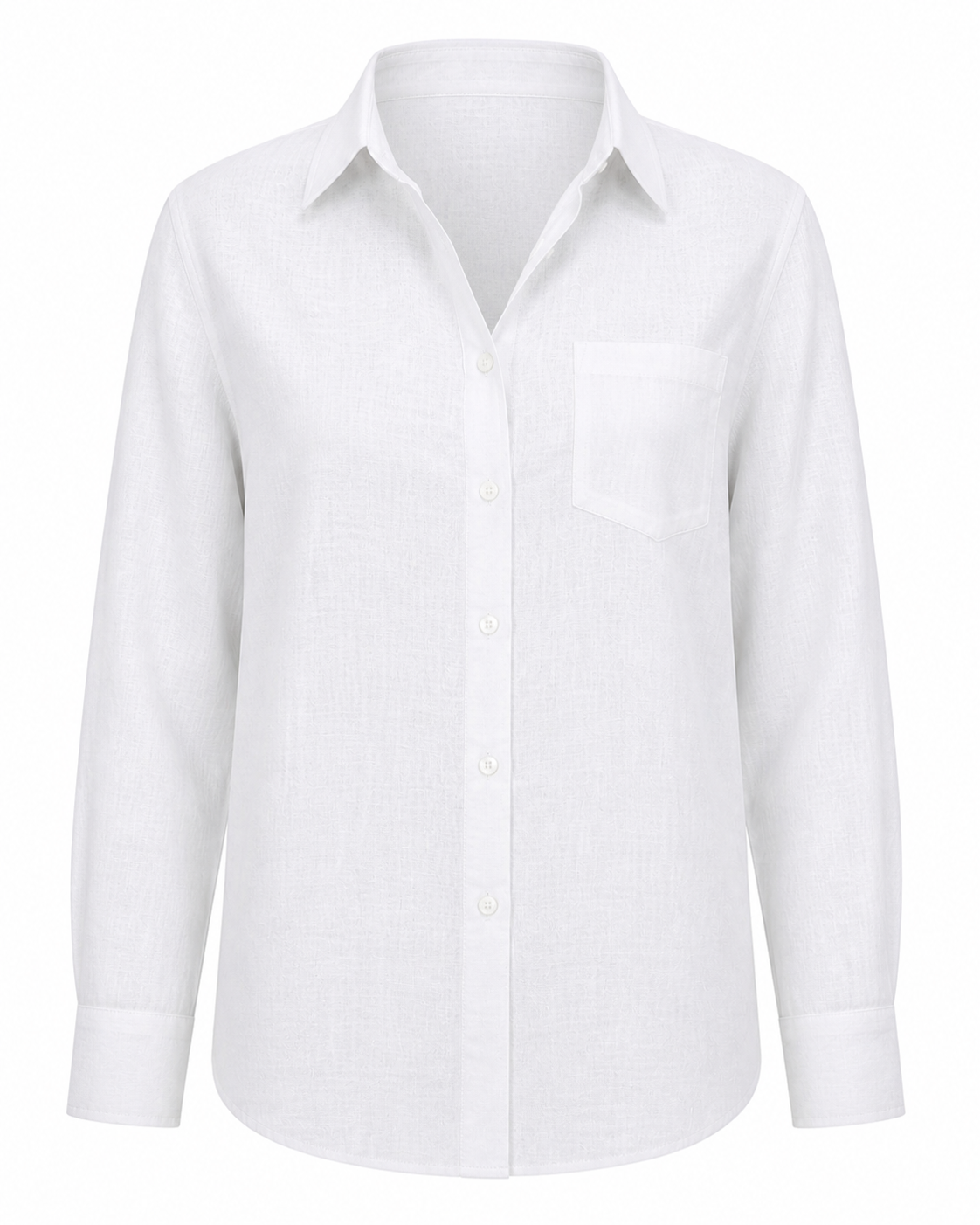 Pure White Linen Blend Shirt