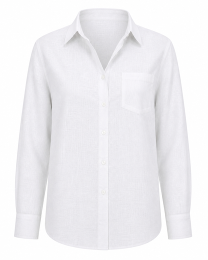 Pure White Linen Blend Shirt