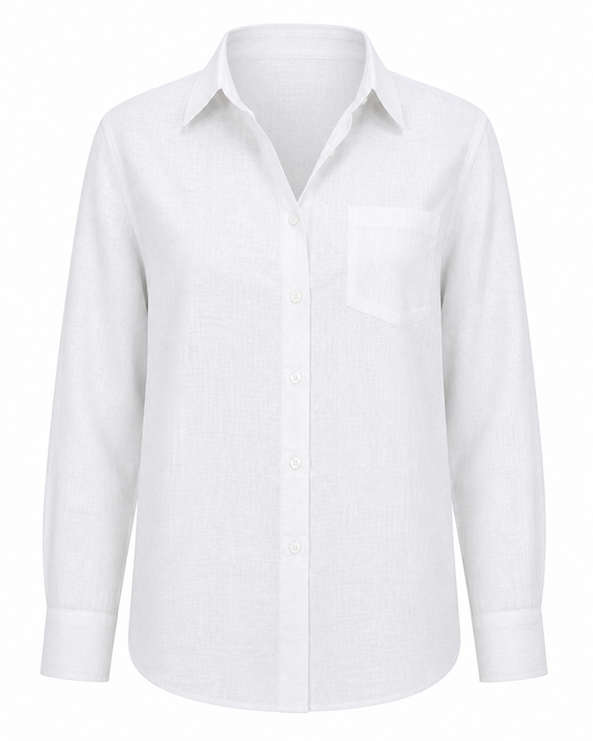 Pure White Linen Blend Shirt